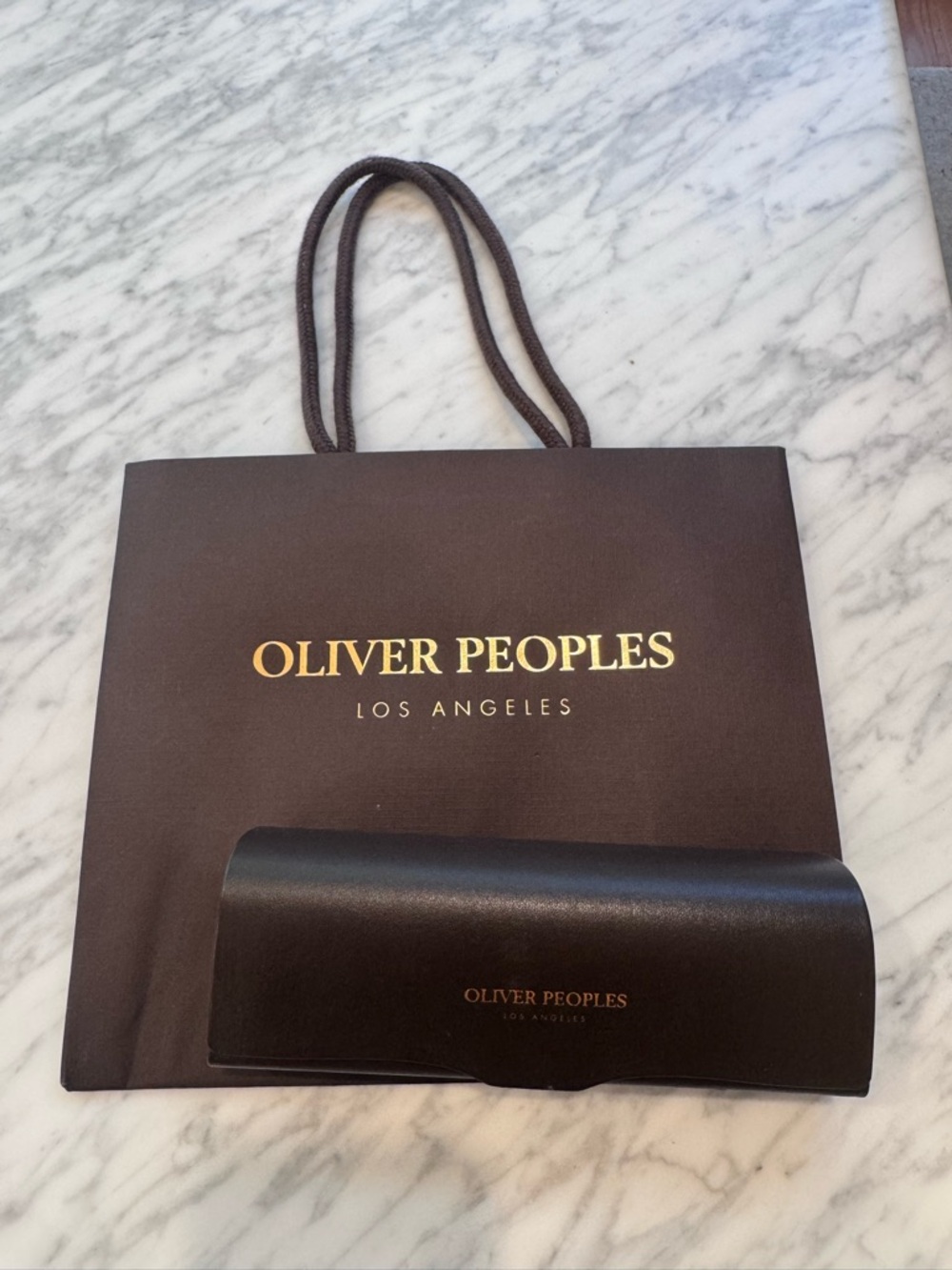 Oliver Peoples Eyeglass Case + Box + Dust Cloth Set Brown Gold Logo - Picture 2 of 3